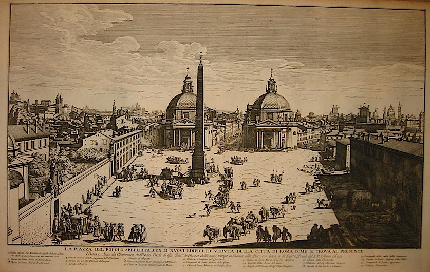 Wouters Gomar (attivo a Roma intorno al 1690) La piazza del Popolo abbellita con li nuovi edifici et veduta della città  di Roma come si trova al presente 1692 Roma